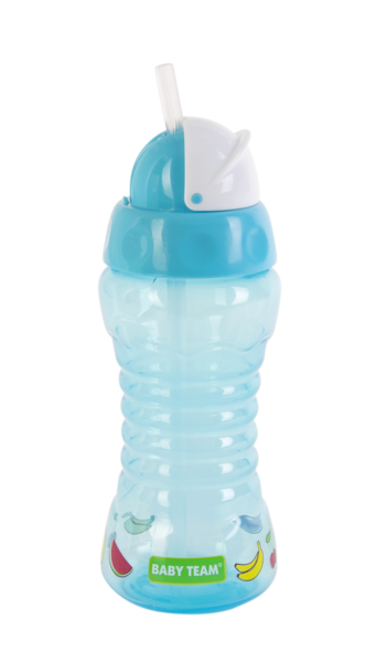 Поїльник для подорожей Baby Team, з трубочкою, 10+ міс., 300 мл, блакитний (5005_блакитний) - Pampik - 2