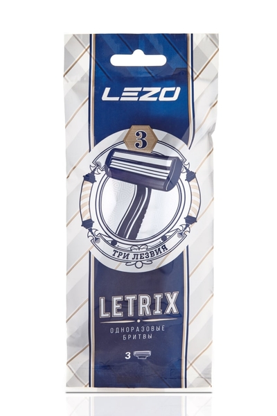Одноразовий станок для гоління Lezo Letrix, чоловічий, 3 шт. - Pampik