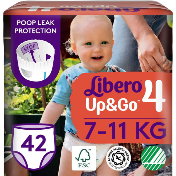 Подгузники-трусики Libero Up&Go 4 (7-11 кг), 42 шт. - Pampik