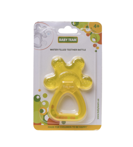 Прорезыватель-погремушка с водой Baby Team, желтый (4036_желтый) - Pampik - 2