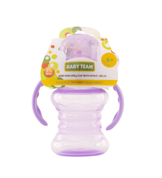 Поїльник-непроливайка Baby Team, зі спаутом і ручками, 6+ міс., 180 мл, фіолетовий (5022_фіолетовий) - Pampik - 3