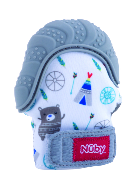 Рукавичка Nuby з силіконовим прорізувачем, 3+ міс., сірий (6804grey) - Pampik