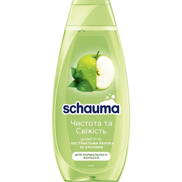 Шампунь Schauma Чистота та Свіжість, з екстрактом зеленого яблука та кропиви, для нормального волосся, 400 мл - Pampik