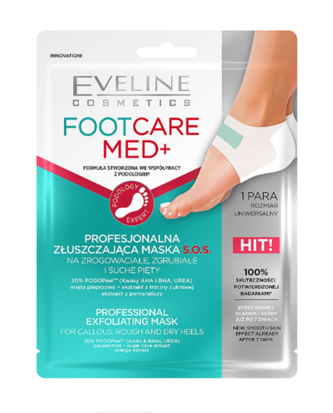 Отшелушивающая экспресс-маска для пяток Eveline Foot Care Med +, 1 шт. (DMASKHEEL) - Pampik