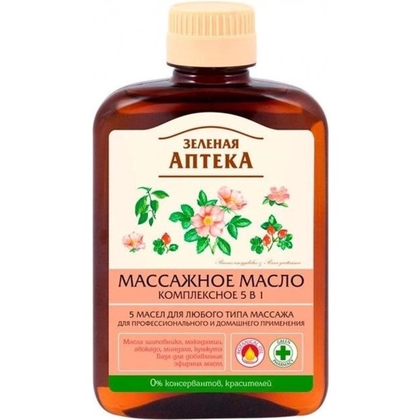 Массажное масло Зеленая Аптека Комплексное 5 в 1 200 мл - Pampik