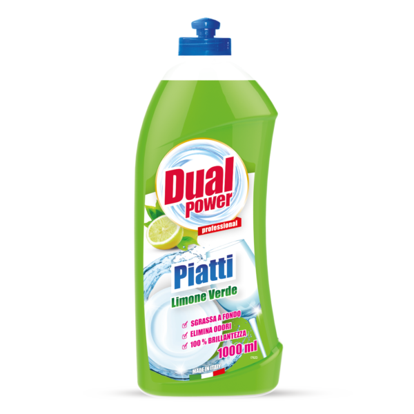Засіб для миття посуду Dual Power зелений лимон, 1л - Pampik
