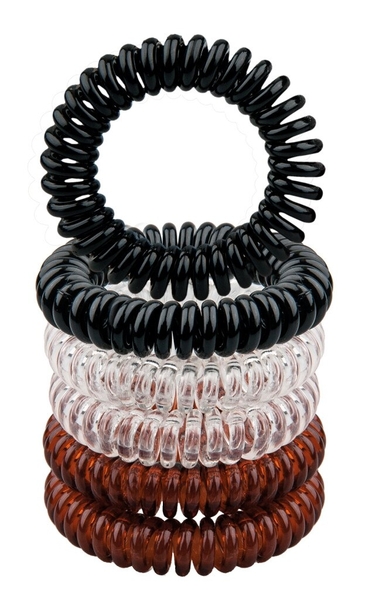 Набор резинок для волос Titania Аnti Ziep, черный, коричневый, прозразный, 4.5 см, 6 шт. (7921 B) - Pampik