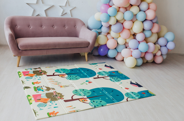 Детский двухсторонний складной коврик Poppet Веселая жирафа и Загадочный лес, 200x180x1 см (PP009-200) - Pampik - 10