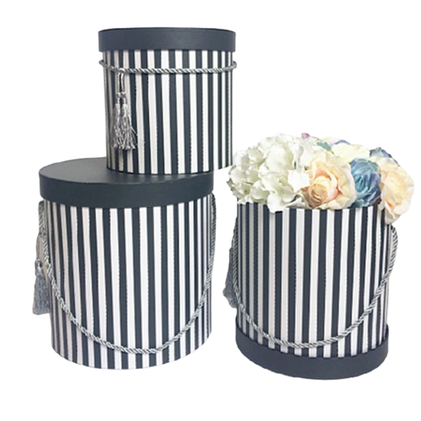 Набор подарочных коробок UFO Grey, круглая высокая, W9348, 3 шт. (W9348 Набор 3 шт GREY круг. высо) - Pampik