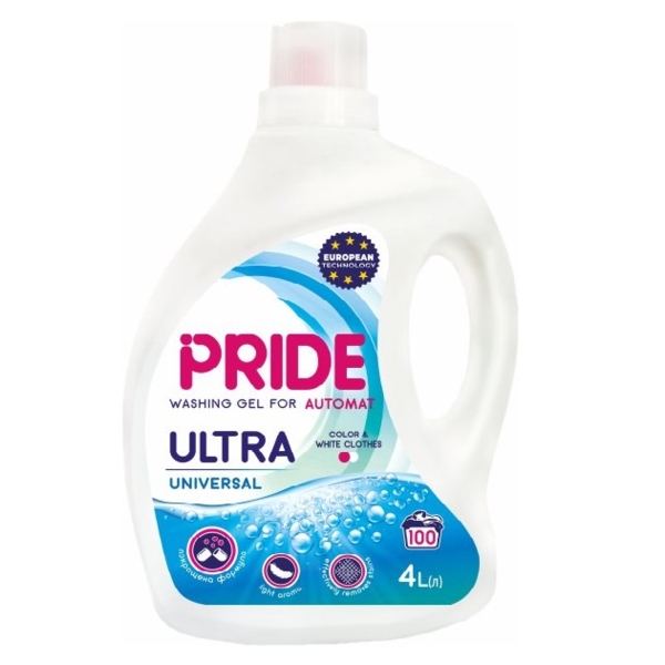 Гель для стирки Pride Ultra Universal для белого и цветного белья, 4 л (P-00026(4)) - Pampik