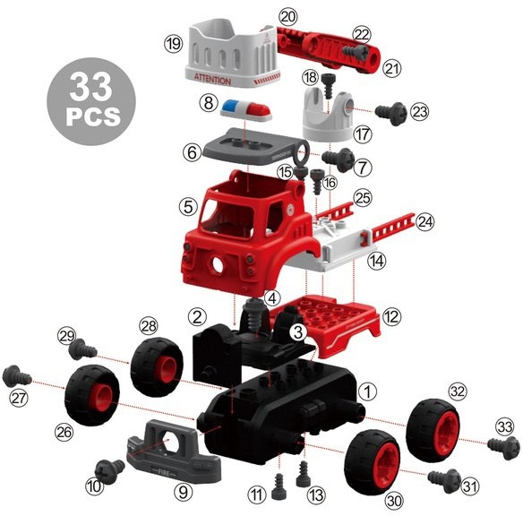 Конструктор DIY Spatial Creativity Пожежний кран з електродвигуном LM8034-DZ-1, червоний (CJ-1365105) - Pampik - 2