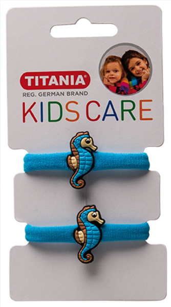 Набір резинок для волосся Titania Морський коник, 4 см, синій, 2 шт. (8515 KIDS) - Pampik