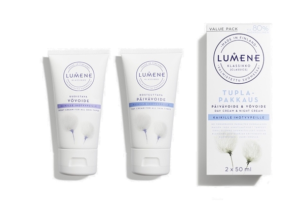 Набор Lumene Klassikko дневной крем увлажняющий + крем ночной восстанавливающий, 100 мл (8000019474243) - Pampik