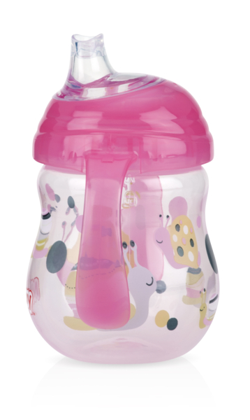 Поїльник-непроливайка Nuby No spill з ручками і силіконовим носиком, 270 мл, рожевий (10320pnk) - Pampik