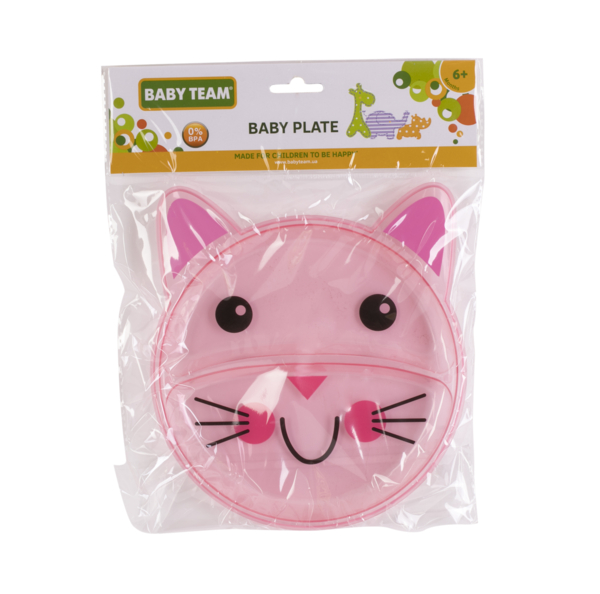 Тарелка секционная Baby Team Кот, 120 мл, розовый (6000_кот_розовый) - Pampik - 2