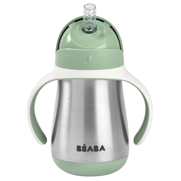 Металевий поїльник Beaba з трубочкою, 250 мл, зелений (913535) - Pampik