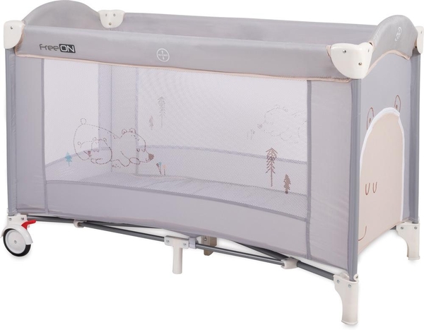 Кровать-манеж FreeOn Sleepy bear Grey (8002639) - Pampik
