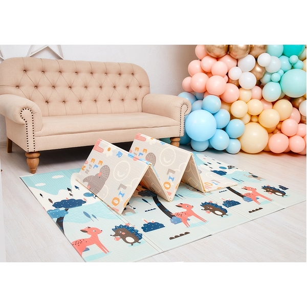 Дитячий двосторонній складний килимок Poppet Чарівний ліс та Мандрівка містом, 150х200х0,8 см (PP018-150H) - Pampik - 4