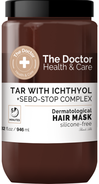 Маска для волосся The Doctor Health & Care Tar With Ichthyol + Sebo-Stop Complex Dermatological hair mask, 946 мл - Pampik