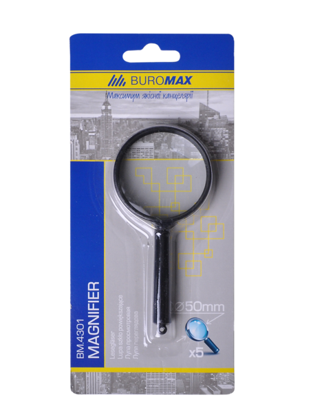 Лупа Buromax, 5-кратна, d 50 мм, чорний (BM.4301) - Pampik