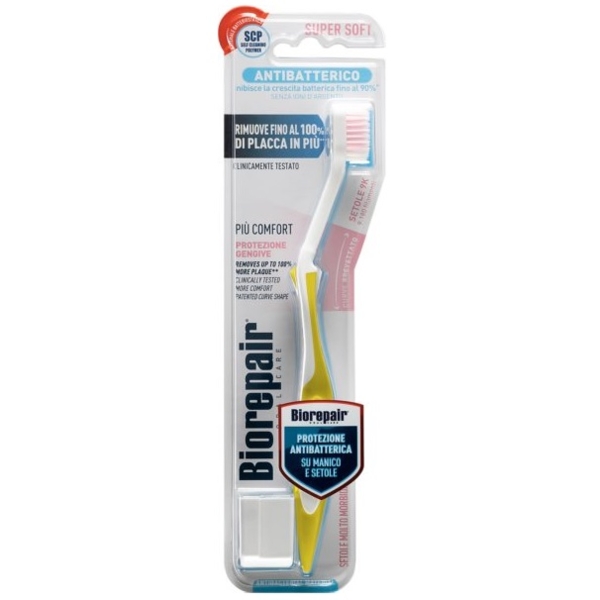 Зубная щетка Biorepair Совершенная чистка Ultrasoft для защиты десен ультрамягкая, желтая - Pampik