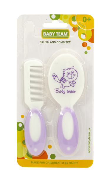 Гребінець і щітка з натуральної щетини Baby Team, фіолетовий (7106_фиолетовий) - Pampik - 3