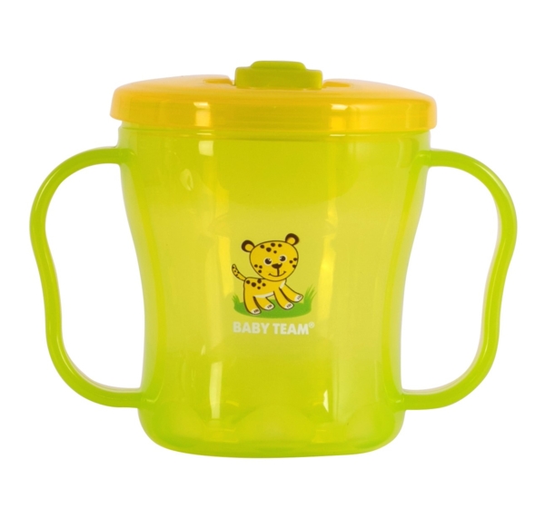 Поїльник Baby Team, з ручками і складним носиком, 6+ міс., 180 мл, салатовий (5002) - Pampik