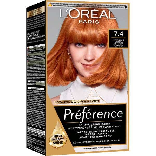 Краска для волос L’Oréal Paris Preference, тон 7.4 (Манго. Очень интенсивный медный), 174 мл (A6214927) - Pampik