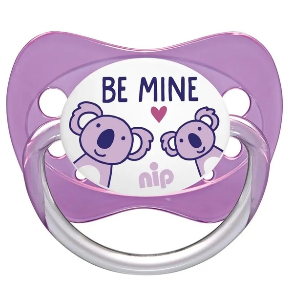 Пустушка Nip Моя сім'я № 3, силіконова, 16-32 міс., з футляром, бузковий (31029) - Pampik