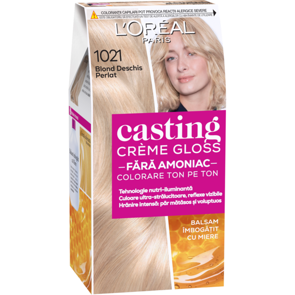 Фарба-догляд для волосся L'Oreal Paris Casting Creme Gloss відтінок 1021 світло-світло-русявий перламутровий, без аміаку, 120 мл - Pampik