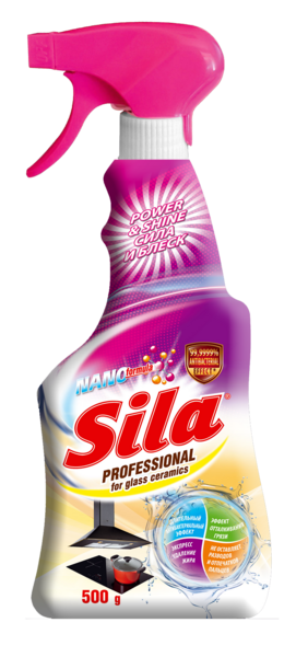 Мультифункціональний засіб для очищення кухонних та склокерамічних поверхонь Sila Professional з розпилювачем, 500 г - Pampik