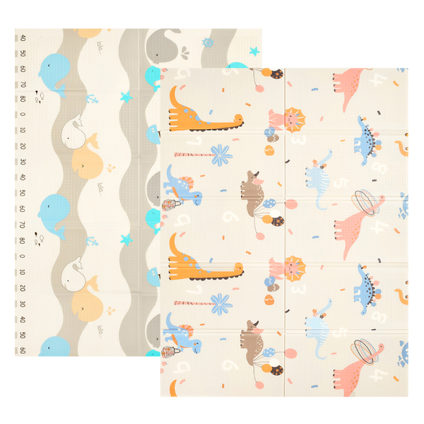 Дитячий двосторонній складний килимок Poppet Динозаврики та Маленькі кити, 150х200х0,8 см (PP017-150H) - Pampik