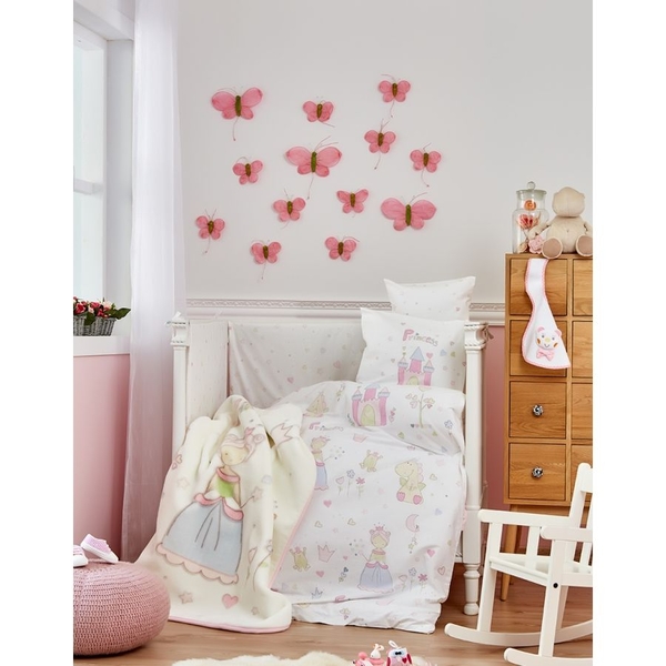 Детский плед в кроватку Karaca Home Princes 120х100 см розовый (2000022087117) - Pampik