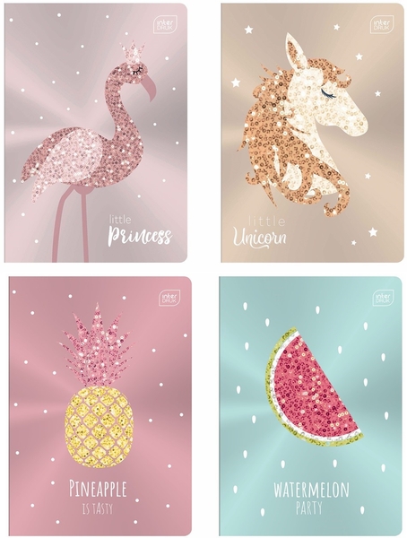 Зошит Interdruk Metallic shine, клітинка, A5, 12 аркушів, 4 шт. (298591) - Pampik