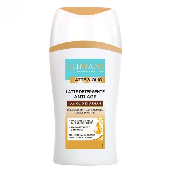 Очищаюче антивікове молочко для обличчя Clinians, з аргановим маслом, 200 мл - Pampik
