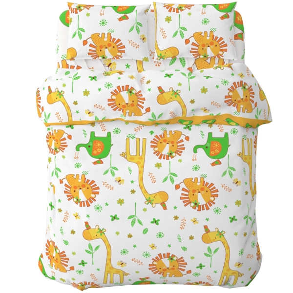 Комплект постельного белья Home Line Мадагаскар, бязь, 147х112 см, белый с оранжевым (163815) - Pampik