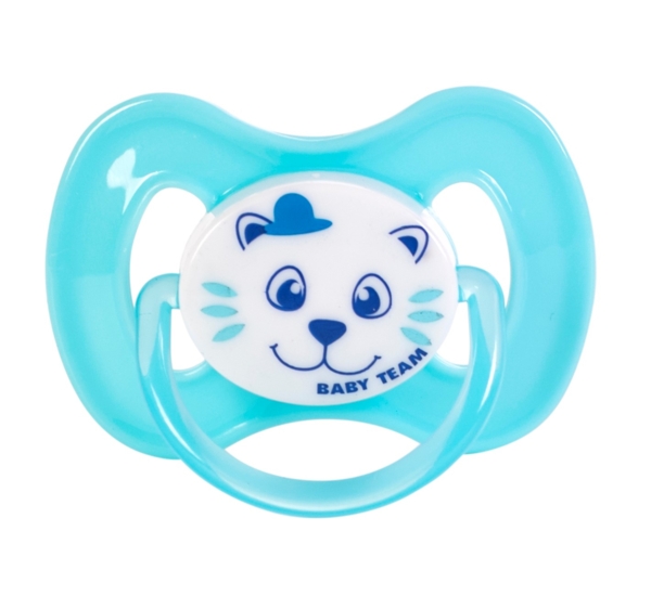 Пустышка силиконовая Baby Team, вишнеобразной формы, 0-6 мес., голубой (3003_голубой) - Pampik