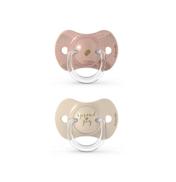 Пустушка анатомічна Suavinex Чарівні історії, силіконова, 18+ міс., 2 шт., золотий (307343) - Pampik