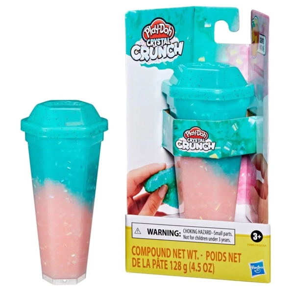 Баночка з масою для ліплення Hasbro Play-Doh Crystal Crunch Light Pink Teal (F4701_F5982) - Pampik