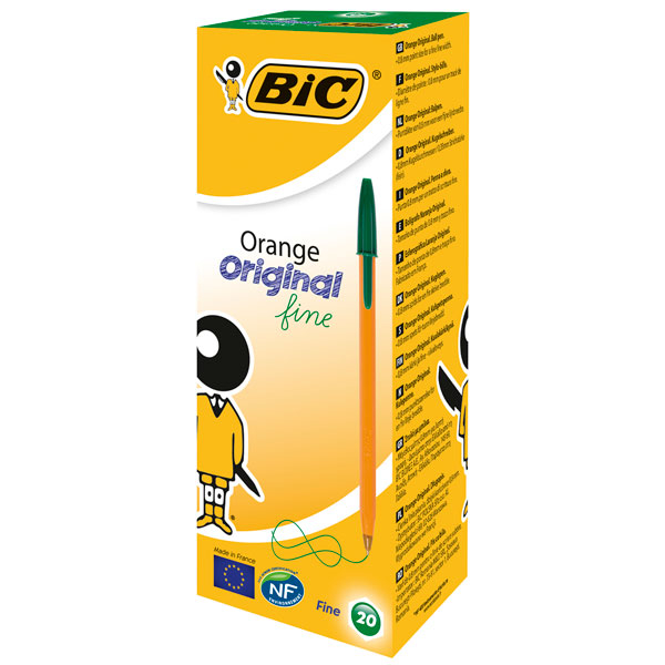 Ручка шариковая BIC Orange Original Fine, 0,36 мм, зеленый, 20 шт. (1199110113) - Pampik