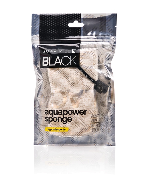 Губка для душа Suavipiel Black Aqua Power, білий, 1 шт. - Pampik
