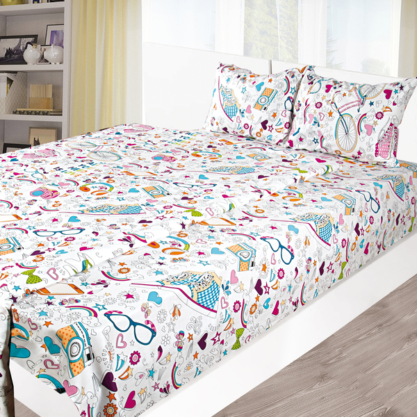 Комплект постільної білизни Ярослав, сатин, дитячий, різнокольоровий, 3 одиниці (536_s982) - Pampik