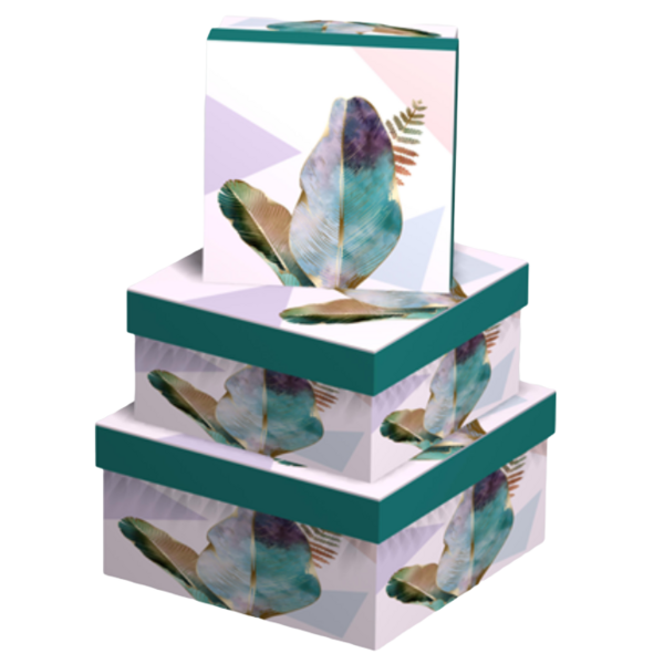 Набір подарункових коробок UFO Feather 2289-SY436, 3 шт. (2289-SY436 Набор 3 шт FEATHER пр) - Pampik