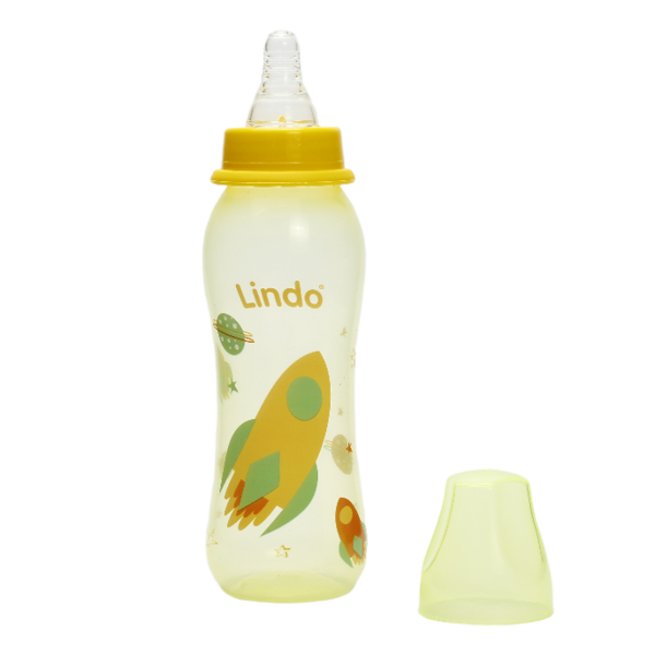 Бутылочка для кормления Lindo, изогнутая, 250 мл, желтый (Li 134 жовт) - Pampik - 2