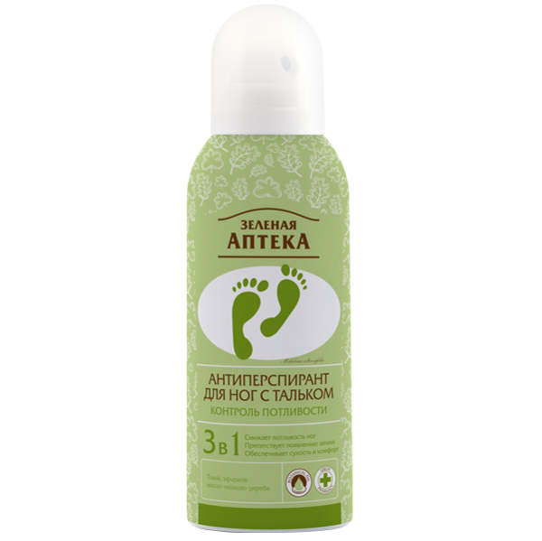 Антиперспірант для ніг з тальком Зелена Аптека 150 мл - Pampik