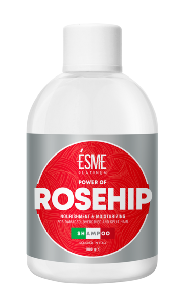 Шампунь Esme Platinum Rosehip з маслом шипшини, для пошкодженого та посіченого волосся, 1000 мл - Pampik