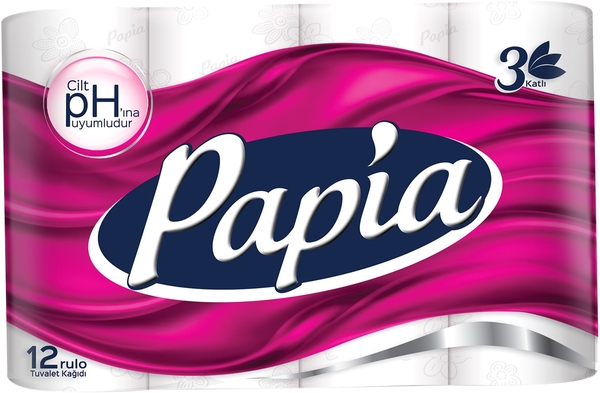 Туалетний папір Papia, тришаровий, 12 рулонів (65224) - Pampik