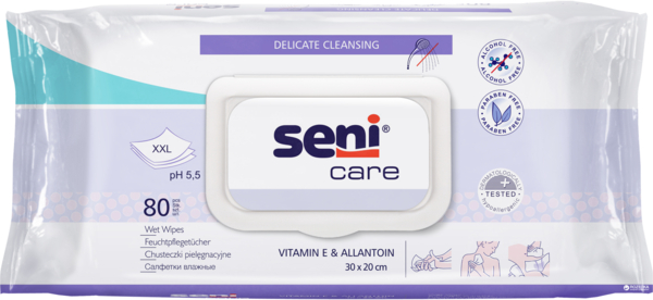 Вологі серветки для догляду за шкірою Seni Care Sensitive, 80 шт. - Pampik