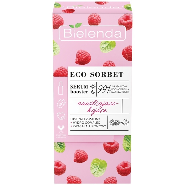 Сироватка для обличчя Bielenda Eco Sorbet Малина, що зволожує та заспокійлива, 30 мл - Pampik