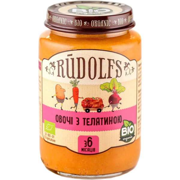 Пюре Rudolfs Овочі з телятиною, 190 г - Pampik